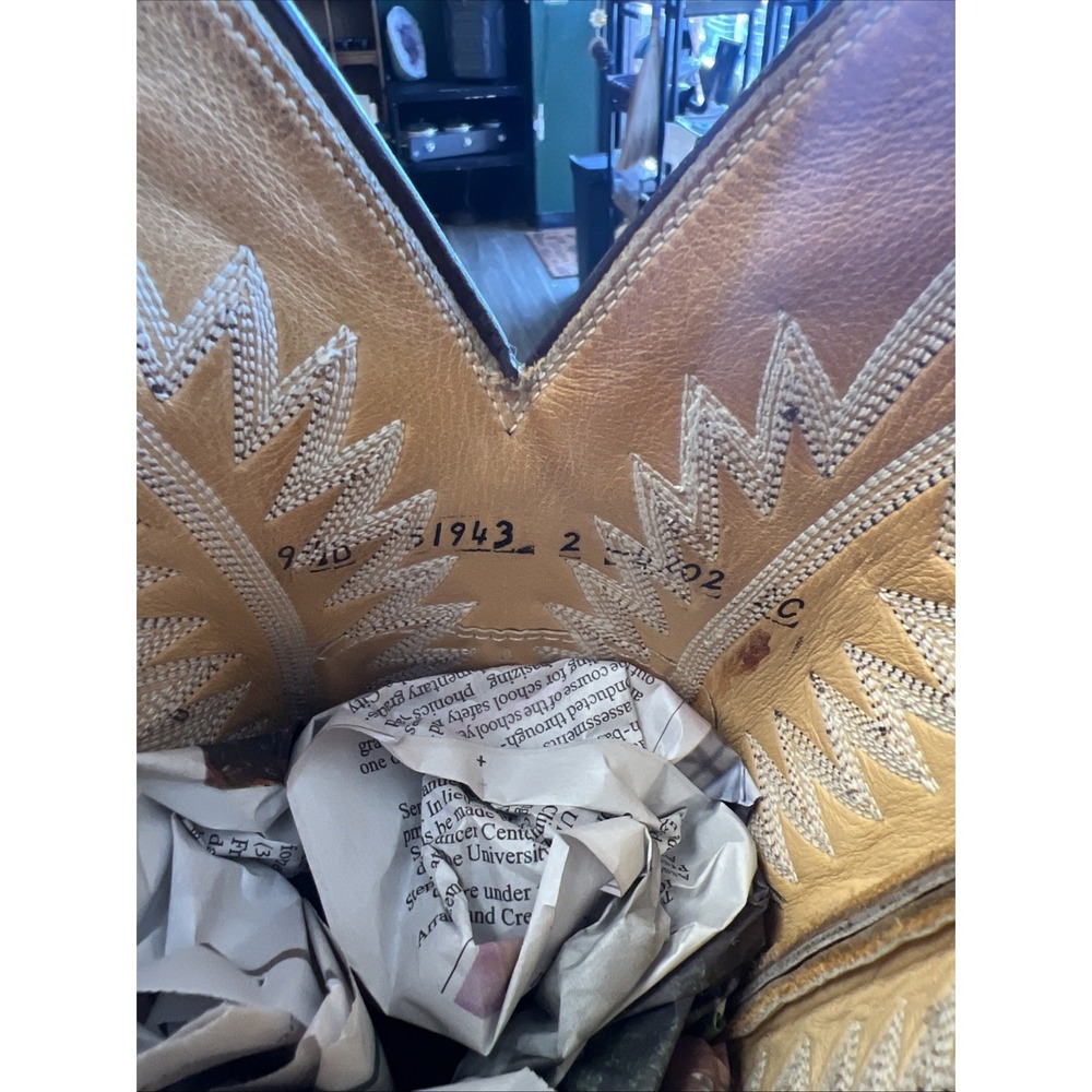 Panhandle Slim Brown Cowboy Boots 9.5 B Mexico Vintage Western Ostrich Leg - Picture 8 of 13